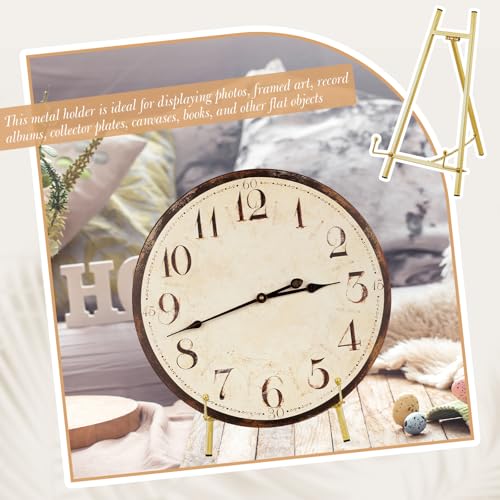 Leinuosen Metal Easel Stand 16.5" H x 8.7" W x 4.3" D Table Top Easel Stand for Display Tripod Art Picture Mirror Modern Plate Holder for Display Book Photo Wedding Sign(Gold,1 Pcs) - color: Gold