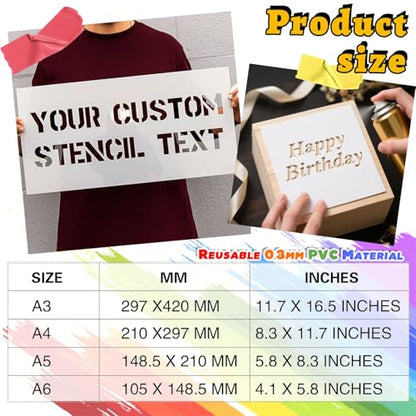 Custom Stencils for Spray Painting Reusable Calligraphy Letter Paint Stencils, Personalized Hollow Wall Stencil for Crafts, Graffiti & Fabric Painting (Custom Stencil) - style: custom stencil