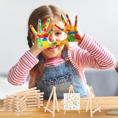 Yiksonyo 60 Pack 7 Inch Wooden Easel, Tabletop Wood Easels, Small Wooden Easel for Painting, Art, and Crafts - size: 60 Pack 7 Inch