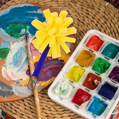 HANABASS 10pcs Sponge Paintbrush Set with Plastic Handles, Textured Foam Paint Brushes, Easy Cleaning and Stimulate Imagination, for DIY Painting and Classroom Crafts