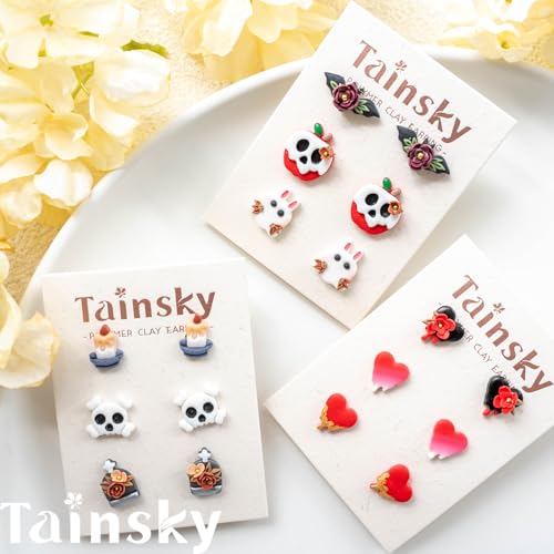 Tainsky Halloween Polymer Clay Cutters, 22 Shapes Halloween Studs Clay Earrings Cutters (Studs-B) - color: Studs-B