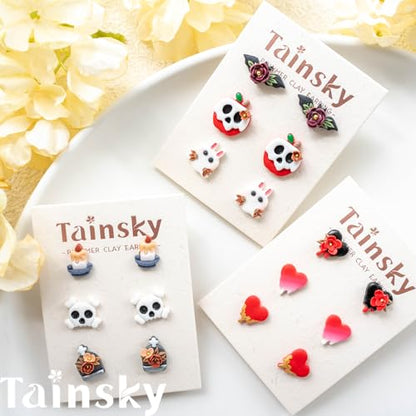 Tainsky Halloween Polymer Clay Cutters, 22 Shapes Halloween Studs Clay Earrings Cutters (Studs-B) - color: Studs-B