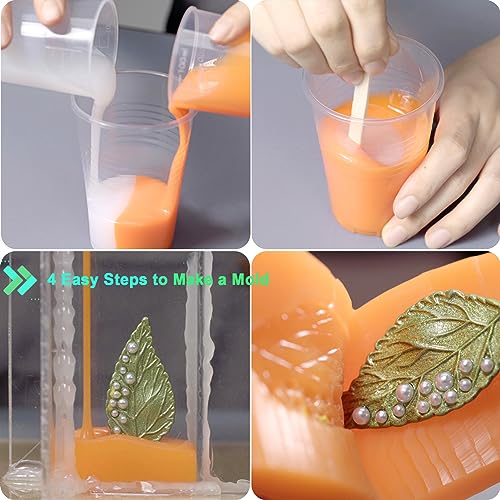BBDINO Silicone Mold Making Kit 15A Liquid Platinum Silicone Orange Trial | 1A:1B Mixing Self Degassing 3 Hrs Fast Cure Silicone Flexible & Durable Ideal for Resin/Soap/Candle/Silicone Molds Making - color: 35 Oz Persimmom Orange