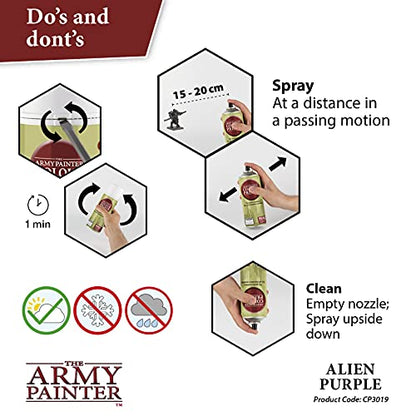 The Army Painter Colour Primer Alien Purple, 400 mL Acrylic Spray Primer, Spray Paint Basecoat for Miniature Priming, Tabletop Roleplaying, Boardgames, and Wargames Miniature Modelling - color: Alien Purple