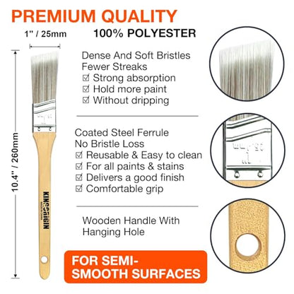 King Origin 1 Inch Angled Paint Brushes - 12 Pcs, Small Paint Brush Set with Ultra-Dense Soft Bristles for Trim & Detail Work - Edge Painting Tool - size: 1 Inch, 12 Pack