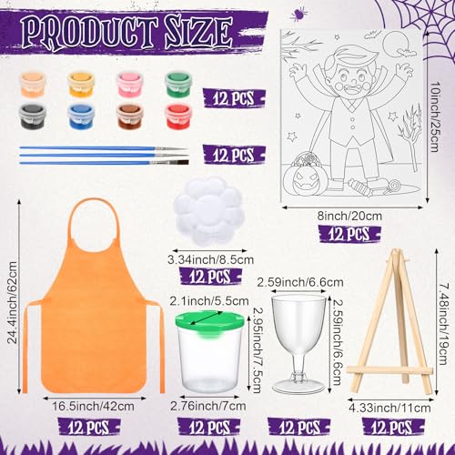 Sherr 96 Pcs 12 Sets Pre Drawn Canvas Kit for Painting Craft Sip and Paint Kit for Adults Pre Printed Canvas Painting Favor for DIY Birthday Gifts Adult's Date Party, 8 x 10 Inches(Halloween) - style: Halloween