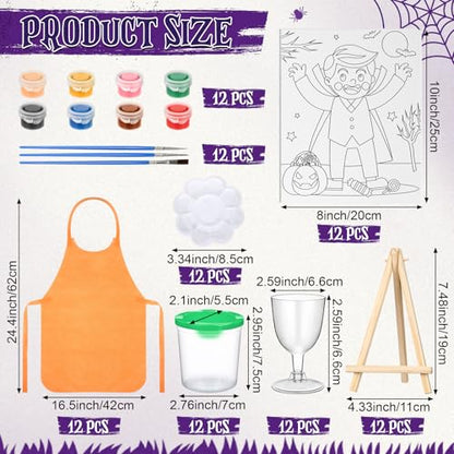 Sherr 96 Pcs 12 Sets Pre Drawn Canvas Kit for Painting Craft Sip and Paint Kit for Adults Pre Printed Canvas Painting Favor for DIY Birthday Gifts Adult's Date Party, 8 x 10 Inches(Halloween) - style: Halloween