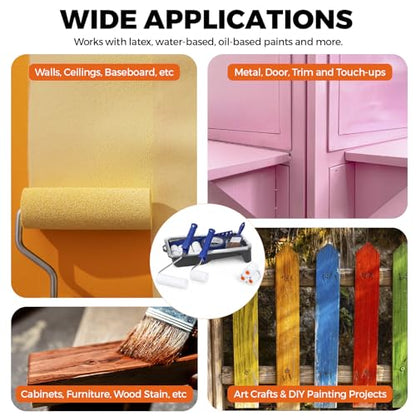 20pcs Small Paint Roller Kit, 4“ 2” Mini Roller Paint Brush with Special Caved-in Edge Foam, Microfiber Rollers and Versatile Paint Tray for Painting Walls, Cabinet, Touch up