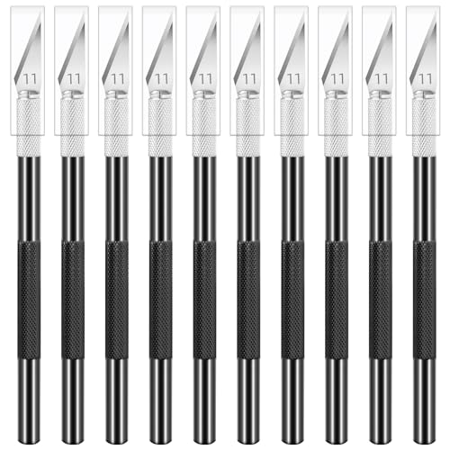 Jetmore 10 Pack Exacto Knife Set, Precision Hobby Knife with Sharp Blades for Crafting, Modeling, Trimming, Stencil Cutting, Wood Carving, Scrapbooking, DIY, and Art Projects (Black) - color: Black, size: 10 Pack