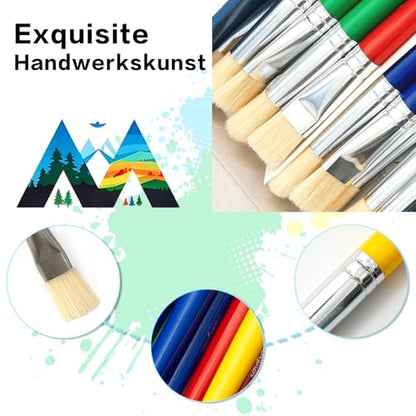 Kids Paint Brushes Set, 10 Pack Non-Toxic Washable Round & Flat Art Brushes for Children Ages 3-8, Perfect for School Painting & Home Crafts - size: 10PCS