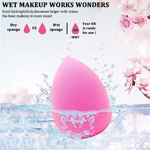 12 Pieces Professional Makeup Sponge Set,Latex Free Flawless Soft Setting Face Puffs,Beauty Sponge Blender Cosmetic Applicator for Powder,Liquid,Facial Makeup Tools - color: 12Pcs Pink