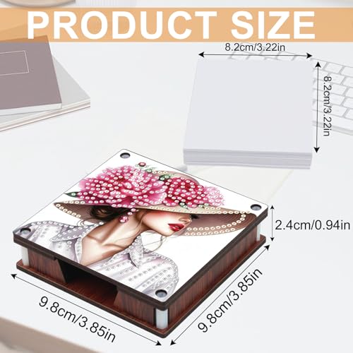 JISHSHAY 2 PCS Diamond Art Note Box Beautiful Woman Diamond Painting Memo Boxes Gem Painting Gem Art Memo Pad Holder Mosaic Kits for Adults Embroidery Kit Note Pad Holder, Contains 120 Sheets of Paper - color: Woman 3