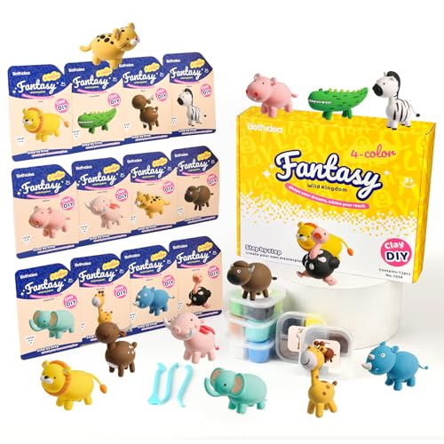 Both idea Air Dry Clay Kit, Animal Theme | 12 Packs, Non-Toxic Kids Gift | School & Party: Perfect for classroom art activities, birthday party favors, creative family DIY, and holiday celebrations. - style: Wild Kingdom