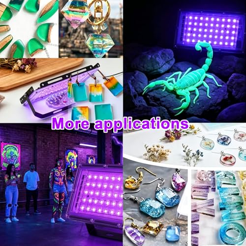 Feghezja UV Light for Resin, Portable UV Black Light, 50W Fast 3D Printer Curing UV Lamp, Jewelry Making Supplies for Resin UV, DIY Craft, Glow Party, Fluorescent Poster, Halloween, Body Paint - size: 50W