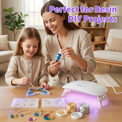 OSBANG UV Light for Resin Large Size UV Lamp Fast Curing for UV Resin Jewelry Making Keychain Craft DIY Decor Resin Supplies - size: UV Resin Light