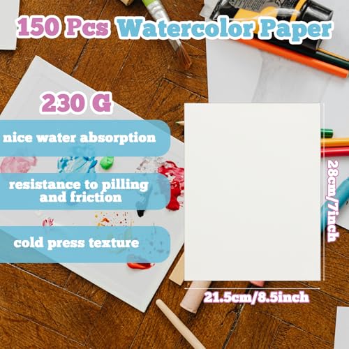 150 Sheets 8.5x11 Watercolor Paper Pad Cold Press Bulk Painting Paper - style: 8.5x11in-110LB/230GSM