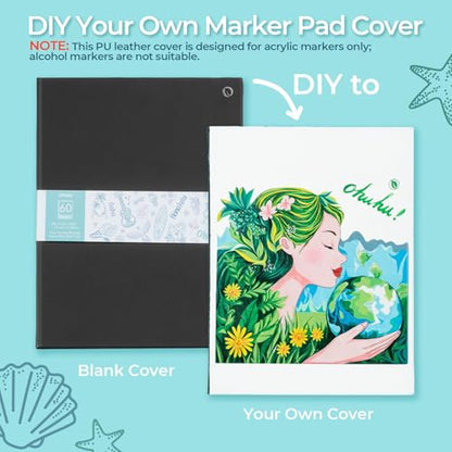 Ohuhu Spiral Bleedproof Marker Sketchbook+ Hardcover Bleedproof Marker Sketchbook