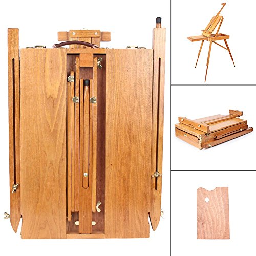 French Easel Wooden Sketch Box Portable Folding Foldable Durable Art Easel Outdoor Indoor Artist Painters Tripod