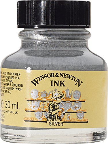 Winsor & Newton Drawing Ink, 30ml Bottle, Silver - color: Silver, style: 30ml Bottle