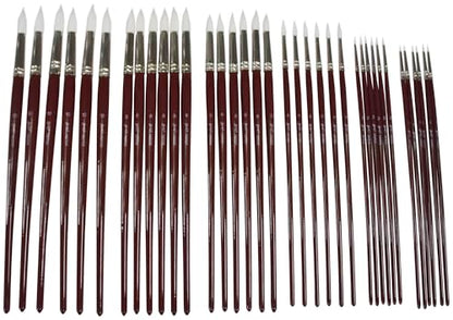 Sax Optimum White Synthetic Taklon Paint Brushes, Assorted Sizes, Red, Set of 72