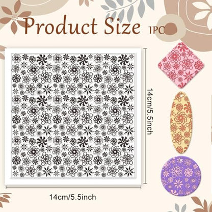 CHGCRAFT Plum Blossoms Polymer Clay Texture Sheets Art Rotation Flowers Silicone Texture Stamp Clay Texture Mat Modeling Pattern Pad Texture Sheets for Jewelry and Clay Earrings Tools - style: Plum Blossoms