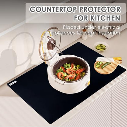 31.5" x 23.6" Extra Large Silicone Mat for Resin Casting, Epoxy and Crafts, Nonstick Silicone Sheet for Jewelry Casting Molds, Countertop Protector Mat Heat Resistant Placemats by Foepoge, Black - color: Black