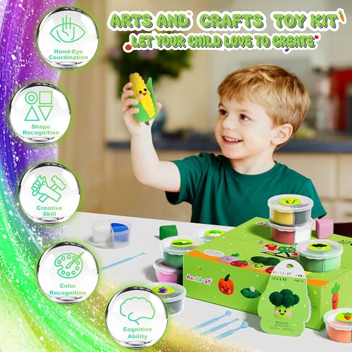 Air Dry Clay Kit - Vegetable Theme, Modeling Clay for Kids, DIY Magic Clay with Tools and Tutorials, 12 Boxes Molding Clay, Ultra Light, Soft & Non-Sticky, Arts and Crafts Gift for Kids - color: Vegetable Theme