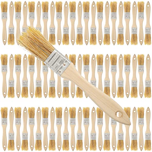 Nuogo 150 Pcs Chip Paint Brushes Bulk 1 Inch Chip Brushes for Painting Multipurpose Household Bristle with Wooden Handle for Stains Varnishes Glues Home Projects Workshop Art Projects