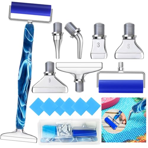 Diamond Art Pens Tools Diamond Painting Pen Accessories Kits with Screw Metal Tip Roller Drill Bead Dot Pens for Art Craft Nail (Blue Pen Silver 6) - color: Blue pen Silver 6