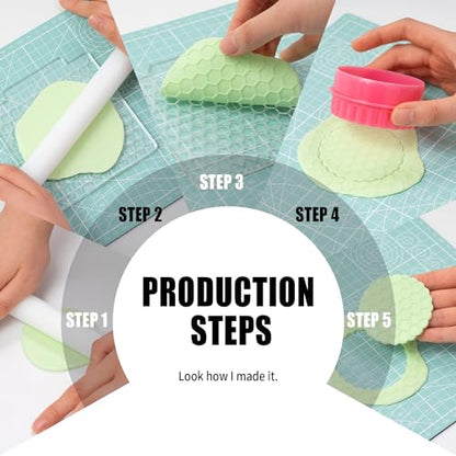 KALAIEN 3 Pack Cookie Embosser Set, Fondant Impression Mats Acrylic Embosser for Fondant Stamps, Texture Sheets for Polymer Clay, Chocolate, Cupcake Topper, Fondant Molds-Style 4 - color: Style 4