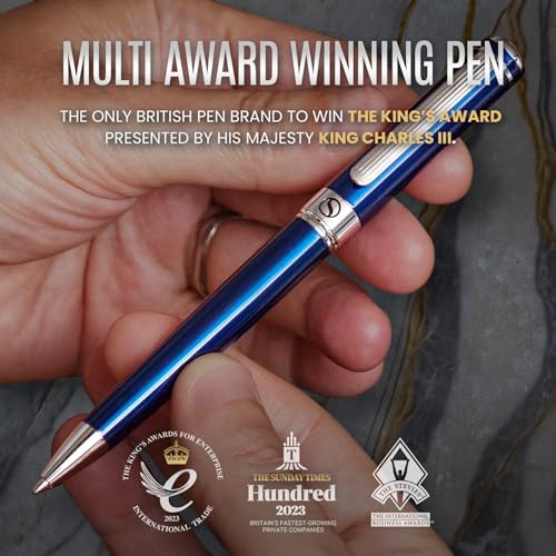 Scriveiner Personalized Midnight Blue Ballpoint Pen - Stunning Blue Lacquer Luxury Pen, Chrome Finish, Schmidt Ink Refill, Best Engraved Ball Point Gift Set for Men & Women, Custom Name Engraving - color: 9. Midnight Blue with Chrome (Personalized)
