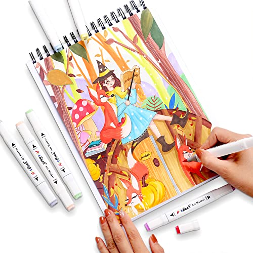ArtBeek Marker Paper Pad, 9"x12" Alcohol Marker Paper, 60 Sheets (120lb/200gsm) Marker Sketchbook Bleedproof, Art Paper for Drawing and Painting, Sketching, Coloring, Lettering