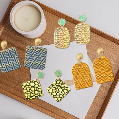CHGCRAFT 4PCS Polymer Clay Texture Sheets Vintage Texture Stamp Sheets for Polymer Clay Texture Mat for Making Earrings Jewerly, Polymer Clay Earrings Tools, 4x2.6inch
