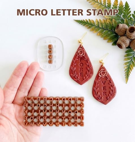 Letter Stamps for Clay, Alphabet Number Pottery Stamp Set Ceramic Polymer Clay Tools Small Press Fondant Embosser Letter Stamps DIY Cookie Cutters