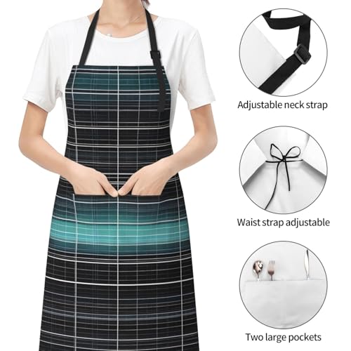 Round watercolor painting Heavy Duty Waterproof Apron with Pockets for AdultsResistant Grilling, Gardening, Painting - color: Dimensional Line Space