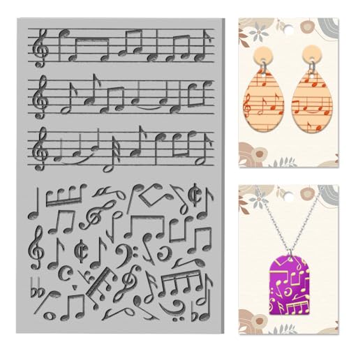 CHGCRAFT Music Note Clay Texture Mat Clay Modeling Pattern Pad Symphony Texture Sheets for Polymer Clay Making Earrings Jewerly Tools, 4×2.6 inch - style: Music Note