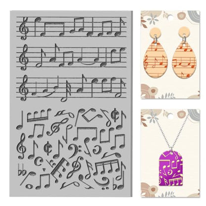 CHGCRAFT Music Note Clay Texture Mat Clay Modeling Pattern Pad Symphony Texture Sheets for Polymer Clay Making Earrings Jewerly Tools, 4×2.6 inch - style: Music Note