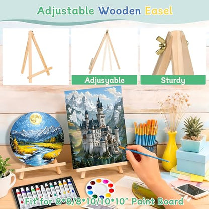 70pcs 8x10 8x8 Inch Painting Supplies Kit, 8Pack Art Canvas Bulk with Easel Stand, 12 Colors Mini Acrylic Paint Set, Small Paint Brushes, Paint Trays, Painting Kit