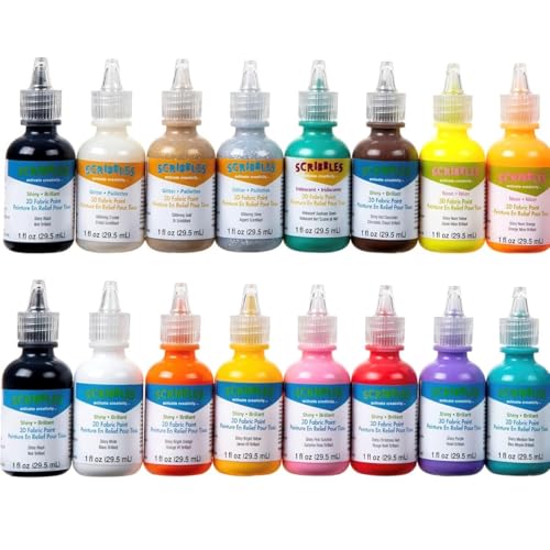 Scribbles 13903 3D Fabric Paint Shiny, White - color: White, size: 1 Fl Oz (Pack of 1)