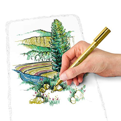 STAEDTLER 308 SWP3P Pigment Liner Fineliner Pens and Free Metallic Marker - Assorted Colours (Pack of 4)