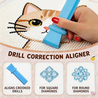 3Pcs Diamond Art Straightening Tool Set,with 1 Gradient Color Diamond Art Roller, Ideal for Craft Enthusiasts and Beginners(Blue and Pink)