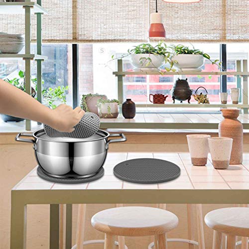 5 Pcs Extra Thick Silicone Trivets Pot Holder and Oven Mitts,Trivets for Hot Dish,Nonslip Insulation Honeycomb Rubber Hot Pads for Countertop,Multi-Purpose,Flexible Mats Heat Resistant Potholders,Grey - color: Gray