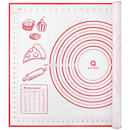 Silicone Baking Mat with Measurements, Pastry Mat for Rolling Out Dough Non-Slip Extra Large, Red, 20" x 28", Fondant Mat - color: Red, size: 20" x 28"
