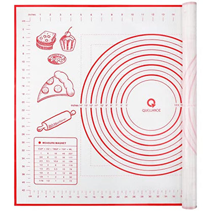 Silicone Baking Mat with Measurements, Pastry Mat for Rolling Out Dough Non-Slip Extra Large, Red, 20" x 28", Fondant Mat - color: Red, size: 20" x 28"