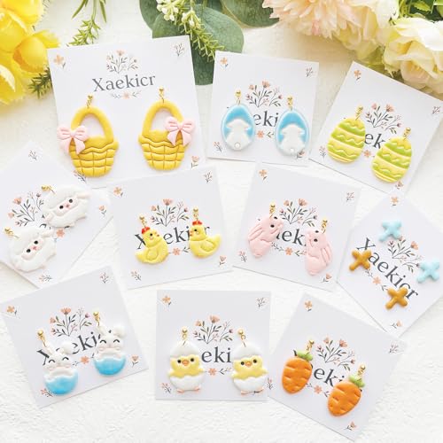 Easter Polymer Clay Cutters Set - 13pcs Sharp & Durable Bunny, Chick, Egg & Basket Shapes for DIY Earring Jewelry Making, Soft Clay Crafts & Spring Holiday Supplies - color: 2S color
