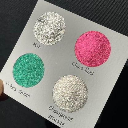 IUILE Handmade Watercolor Paints - Jingle Bell Half Pan Set (4 colors) - color: Jingle Bell