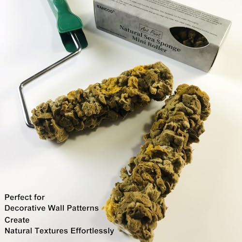 Natural Sea Sponge Mini Roller, 6 Inch - Art Paint Wall Texture Tool | Super Absorbent, Natural Texture | Ideal for Pros & DIY, Efficiently Creates Vivid Wall Patterns (XG-3880) - style: XG-3880