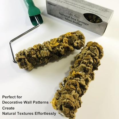 Natural Sea Sponge Mini Roller, 6 Inch - Art Paint Wall Texture Tool | Super Absorbent, Natural Texture | Ideal for Pros & DIY, Efficiently Creates Vivid Wall Patterns (XG-3880) - style: XG-3880