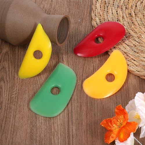 4 PCS Pottery Rib Tools Silicone Ribs Pottery Trimming Tools Soft Silicone Sculpting Tool Multi Styles Wheel Rib Tool for DIY Pottery-Shapes (Classic Style)