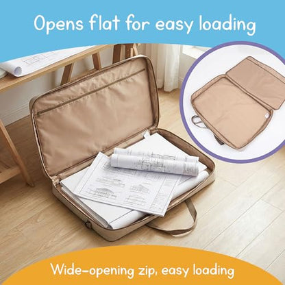 7 Days of Play Large Art Portfolio Bag with Padded Protection – 30"×21.5" Water-Resistant Storage & Travel Bag for Canvases, Posters, Cutting Mats, Teaching Materials, Multiple Pockets